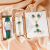 Female Casual Jewelry Set With Round Dial Stainless Steel Belt Watch