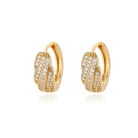 Female Earring Copper Platinum Gold Inlaid Zircon Oval Geometric Heartshaped