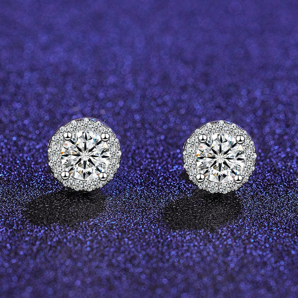 Female Earrings White Copper Electroplating Fourleaf Clover Heart Shape High Imitation Moissanite