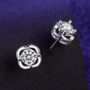 Female Earrings White Copper Electroplating Fourleaf Clover Heart Shape High Imitation Moissanite