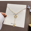 Female Fashion Hip Hop Niche Design Thick Titanium Steel Necklace With Snake Bone Chain And Five Pointed Star Pendant Electroplated