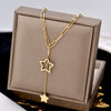 Female Fashion Hip Hop Niche Design Thick Titanium Steel Necklace With Snake Bone Chain And Five Pointed Star Pendant Electroplated