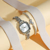 Female Fashionable Purple Aurora Dial Alloy Square Bracelet Watch With Butterfly Rhinestone And Stainless Steel Buckle