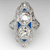 Female Geometric Inlay Zircon Copper Ring Highend Luxury