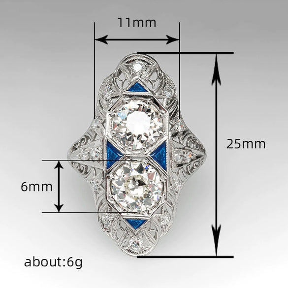 Female Geometric Inlay Zircon Copper Ring Highend Luxury