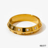 Female Hip Hop Fashion Diamond Ring In Geometric Design Stainless Steel With Electroplating Treatment