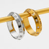 Female Hip Hop Fashion Diamond Ring In Geometric Design Stainless Steel With Electroplating Treatment
