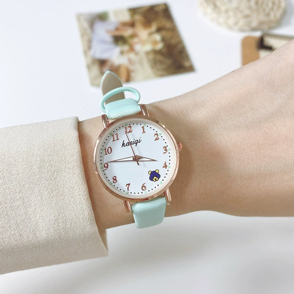 Female Leisure Alloy Case Imitation Leather Strap Round Dial Watch