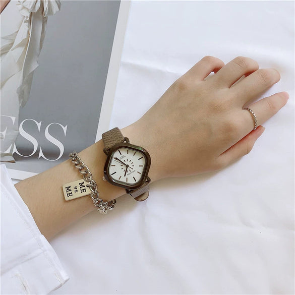 Female Leisure Alloy Case Ordinary Glass Mirror Quartz Watch