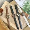 Female Leisure Style Watch Alloy Case Imitation Leather Strap Ordinary Glass Mirror Round Dial
