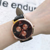 Female Leisure Style Watch Alloy Case Imitation Leather Strap Ordinary Glass Mirror Round Dial