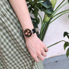 Female Leisure Style Watch Alloy Case Imitation Leather Strap Ordinary Glass Mirror Round Dial