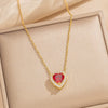 Female Necklace Titanium Steel Pendant With 18K Gold Zircon Set Heart Water Drop Bell Pattern Luxury New Style Design Sense Electroplated In Vacuum Furnace