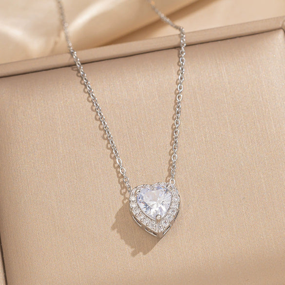 Female Necklace Titanium Steel Pendant With 18K Gold Zircon Set Heart Water Drop Bell Pattern Luxury New Style Design Sense Electroplated In Vacuum Furnace