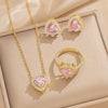 Female Necklace Titanium Steel Pendant With 18K Gold Zircon Set Heart Water Drop Bell Pattern Luxury New Style Design Sense Electroplated In Vacuum Furnace