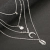 Female Personality Exaggerated Multilayer Crescent Scallop Shell Necklace Clavicle Chain With Geometry Style And Electroplated Alloy Material For Wholesale