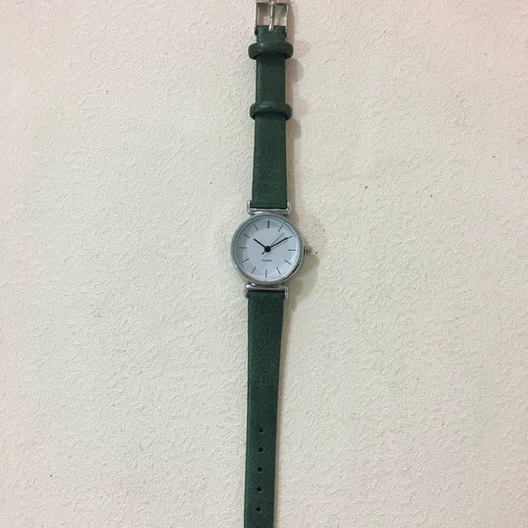 Female Retro Casual Quartz Watch With Alloy Case Genuine Leather Strap And Round Dial