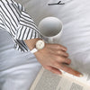 Female Retro Leisure Style Round Dial Alloy Case Imitation Leather Strap Cherry Blossom Printed Watch
