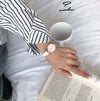 Female Retro Leisure Style Round Dial Alloy Case Imitation Leather Strap Cherry Blossom Printed Watch