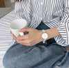 Female Retro Leisure Style Round Dial Alloy Case Imitation Leather Strap Cherry Blossom Printed Watch