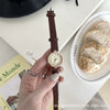 Female Retro Light Luxury Birthstone Watch With Pu Strap And Metal Case In Round Dial Shape