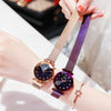 Female Student Alloy Mesh Magnet Watch With Star Pattern And Pointer Display