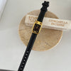 Female Student Belt Quartz Watch Tshaped Square Black Gold Metal Case Genuine Leather Strap Stainless Steel Buckle Ordinary Glass Mirror Medieval Style