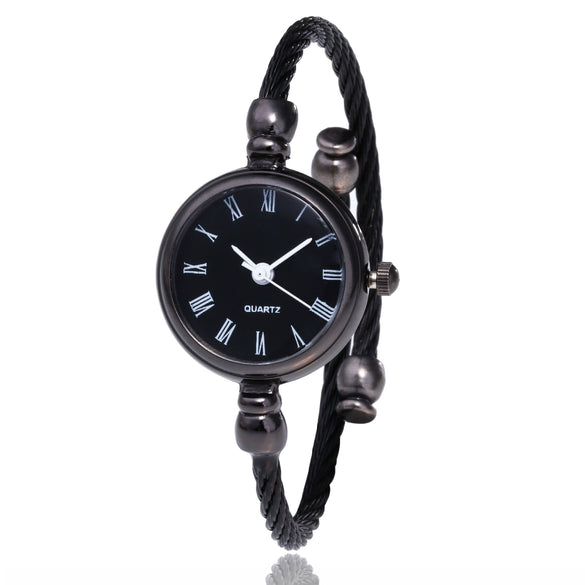 Female Student Bracelet Watch Alloy Case Imitation Leather Strap Rectangle Dial Chic Style Simple Retro