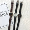 Female Student Casual Quartz Watch Alloy Case Stainless Steel Clasp Imitation Leather Strap Square Dial Antique Style