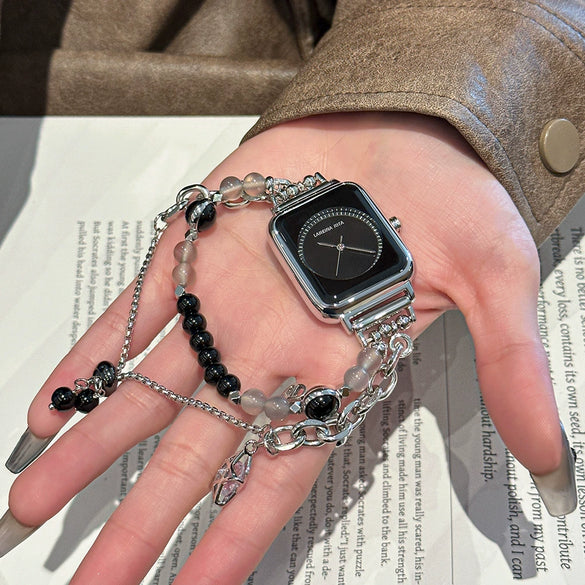 Female Student Casual Waterproof Square Dial Alloy Bracelet Quartz Watch With Stainless Steel Buckle And Mineral Reinforced Glass Mirror