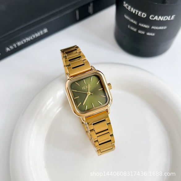 Female Student Fashion Square Alloy Case Steel Band Watch