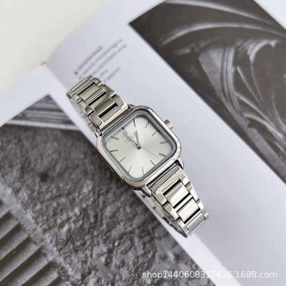Female Student Fashion Square Alloy Case Steel Band Watch