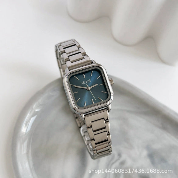Female Student Fashion Square Alloy Case Steel Band Watch