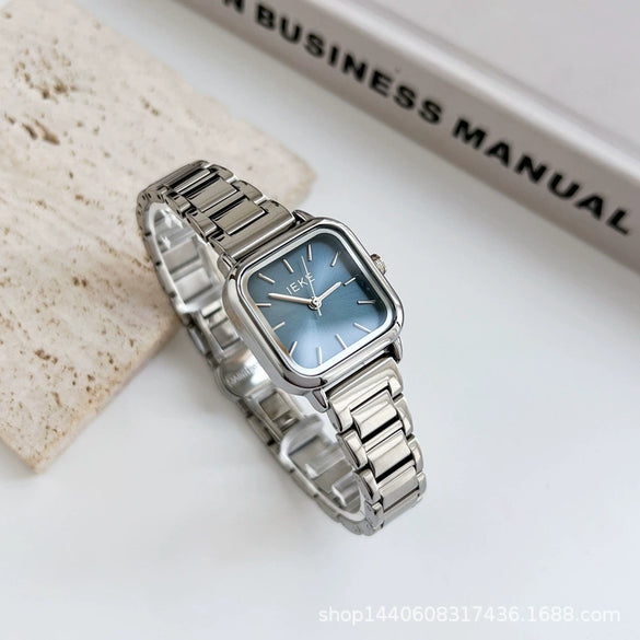 Female Student Fashion Square Alloy Case Steel Band Watch