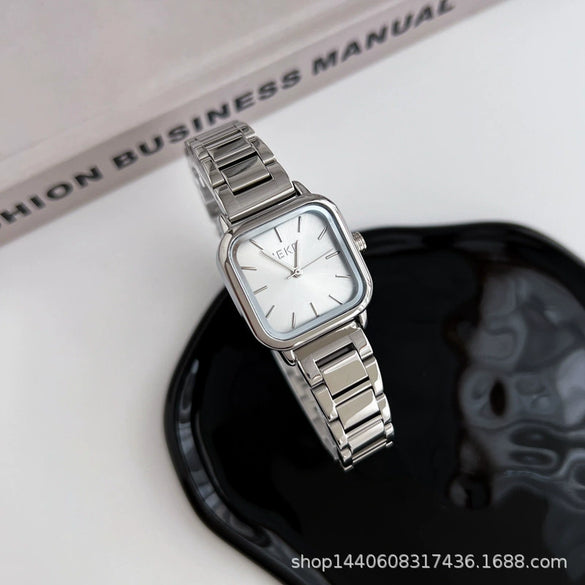 Female Student Fashion Square Alloy Case Steel Band Watch