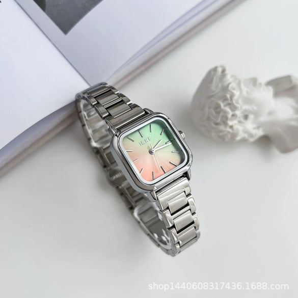 Female Student Fashion Square Alloy Case Steel Band Watch