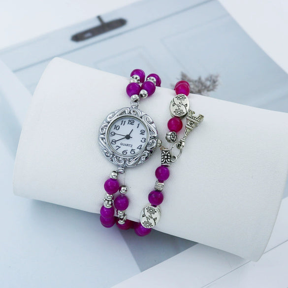 Female Student Fashionable Quartz Watch With Alloy Case Plastic Strap And Round Dial