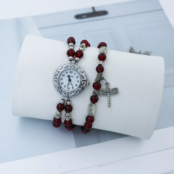 Female Student Fashionable Quartz Watch With Alloy Case Plastic Strap And Round Dial