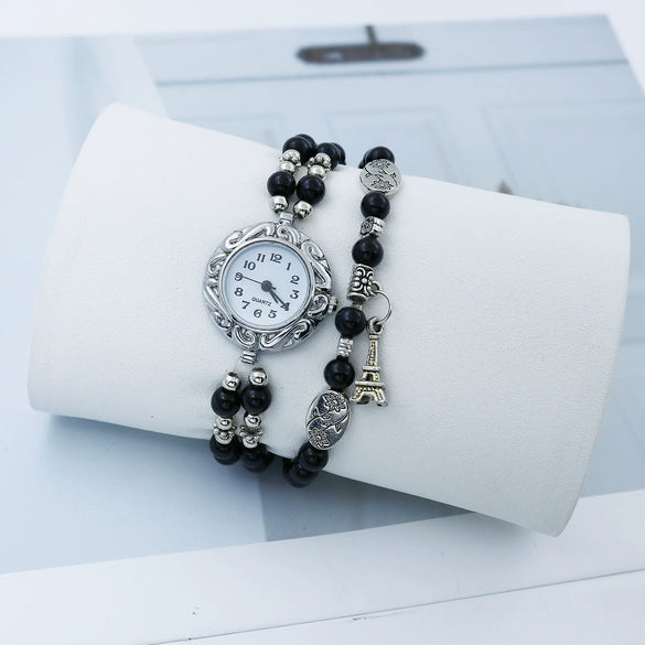 Female Student Fashionable Quartz Watch With Alloy Case Plastic Strap And Round Dial