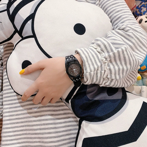 Female Student Heart Shaped Cartoon Style Pink Silicone Watch