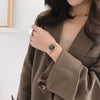 Female Student Leisure Retro Style Alloy Band Quartz Watch With Round Dial