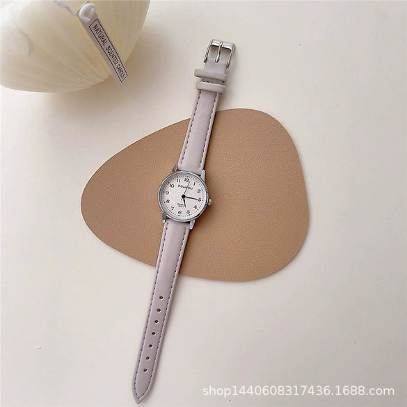 Female Student Quartz Watch Alloy Case Ordinary Glass Mirror Leisure Style Round Shape