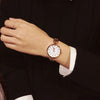 Female Student Retro Round Alloy Case Stainless Steel Band Quartz Watch
