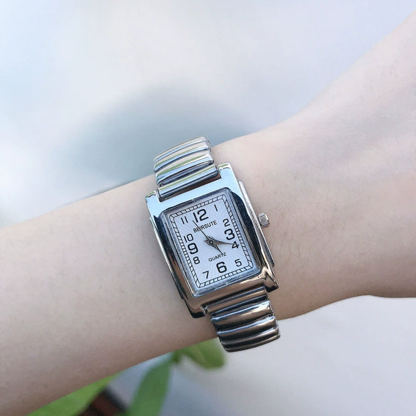 Female Student Square Alloy Bracelet Watch With Printed Logo Simple Cold Style Allmatch Chain Leisure Design