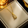 Female Titanium Steel Pendant Necklace With Cartoon Bear Zircon Light Luxury And Sweet Cool Style New Design