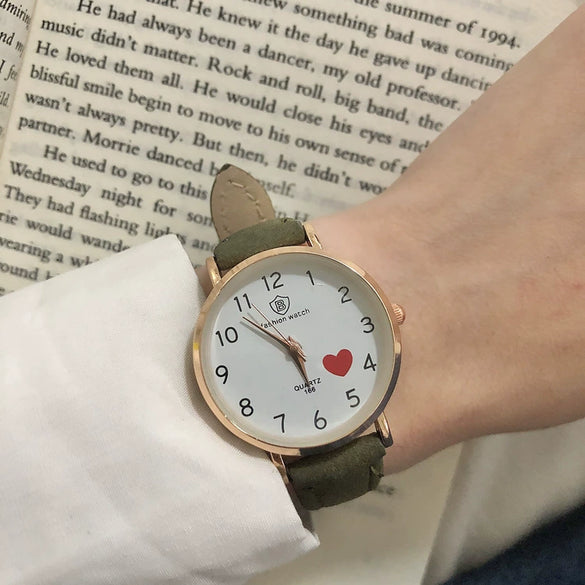 Female Watch Alloy Case Pu Strap Metal Clasp Round Dial Leisure Style Printed Logo