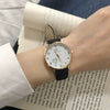 Female Watch Alloy Case Pu Strap Metal Clasp Round Dial Leisure Style Printed Logo
