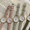 Female Watch Alloy Case Pu Strap Metal Clasp Round Dial Leisure Style Printed Logo