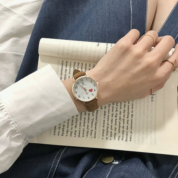 Female Watch Alloy Case Pu Strap Metal Clasp Round Dial Leisure Style Printed Logo