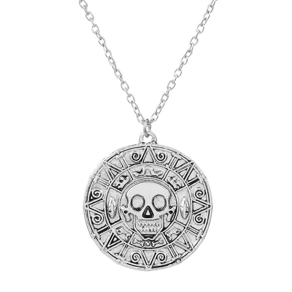 Festival Element Skull Necklace With Aztec Gold Coin Chain Alloy Material Geometric Styling Electroplating Treatment